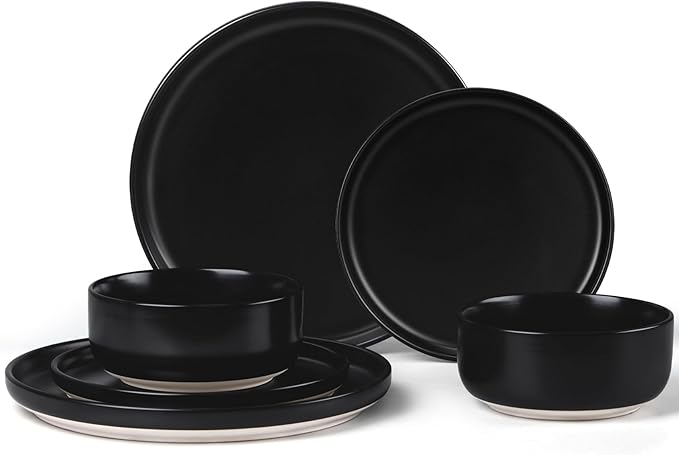 LIANYU Plates and Bowls Sets for 2, 6 Piece Stoneware Dinnerware Set, Porcelain by LIANYU