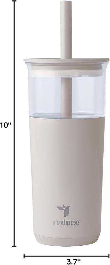 REDUCE Aspen - 20oz Vacuum Insulated Glass Tumbler - Extra Wide Straw & Lid | - Image 8