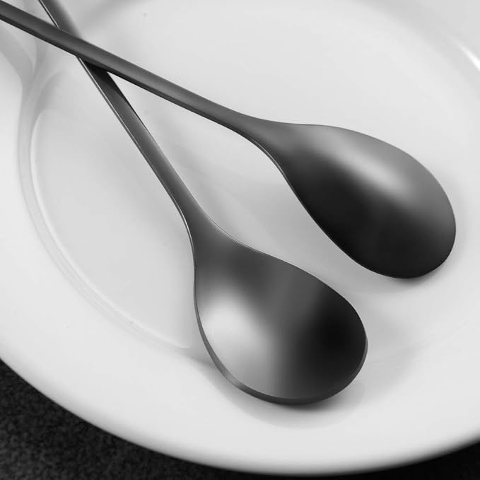 AnSaw Elegant Black Leaf Coffee Spoons - Image 8