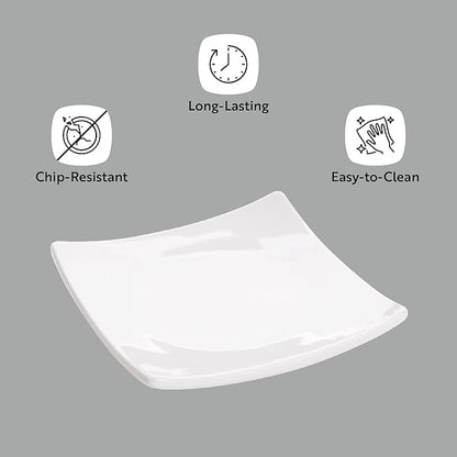Restaurantware-3 Inch Square Mini Plates, 10 Square Small White Plates For Appetizers - Microwavable, Oven-Safe, White Porcelain Appetizer Plate, Won't Chip, For Appetizers Or Desserts
