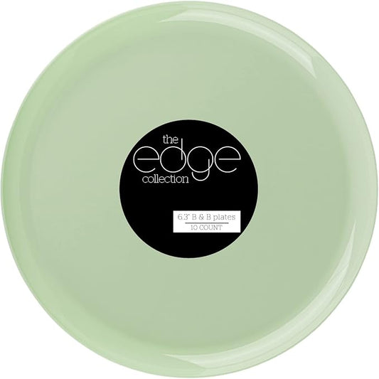 [30 Pack 6.3''] Mint Green Plastic Party Plates Edge Collection Premium heavyweight Elegant Disposable Tableware Dishes