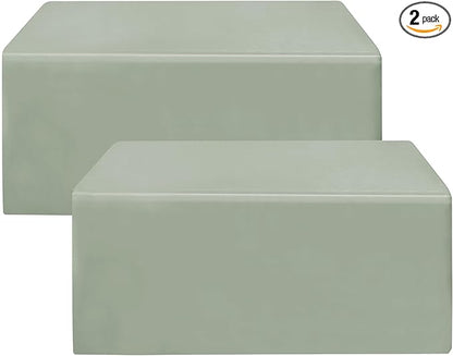 HolidayIdeas Fitted Table Covers - 96 x 30 Inch - 2 Pack Rectangle Tablecloths for 8 Foot Tables, Polyester Fabric Tablecloth for Parties, Holiday Dinner, Trade Show (Sage Green)