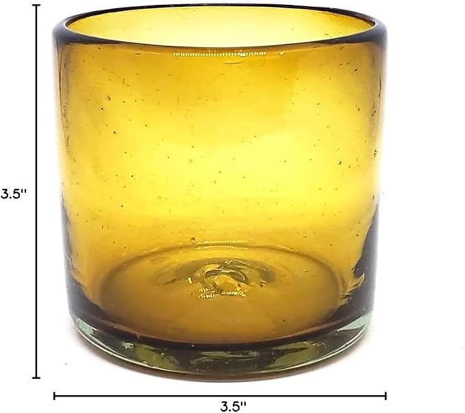 Solid Amber 12 oz Large DOF Glasses, Recycled Glass, Toxin-Free - Image 6