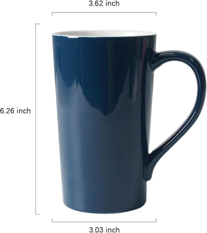 20 OZ Simple Pure Blue Mug Plain Large Tall Ceramic Milk Tea Coffee Mug - Image 2