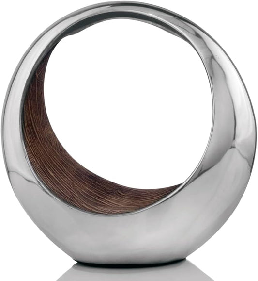 Modern Day Accents Anillo 2-Tone Decorative, Large, Aluminum, Tabletop, Accents, Décor, Bowl, Modern, Engagement Wedding Trays, Ring Display Stand, Key Holder L x 8" W x 16" H, Brown, Silver