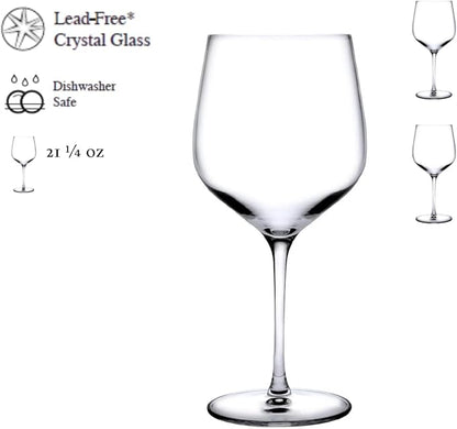 NUDE Red Wine Glasses Set of 2, Refine Burgundy – Crystal Long Stem Burgundy Red Wine Glasses with Traditional Bowl and Tapered Rim, Lead-Free, Dishwasher Safe, 21.25 oz