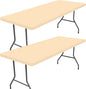 Spandex 5 Foot Rectangle Table Cloth 2 Pack, Elastic Fitted Tablecloths for Picnic, Stretch Washable Patio Table Cover for Outdoor, Camping, Banquet and Parties(Ivory, 30"x60")