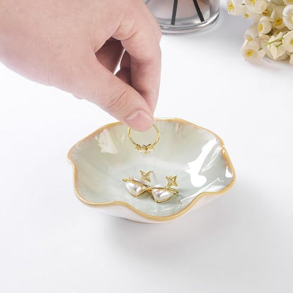 2PCS Lotus Leaf Shape Ring Holder Dish, Small Key Bowl, Ceramic Trinket Tray - Image 6