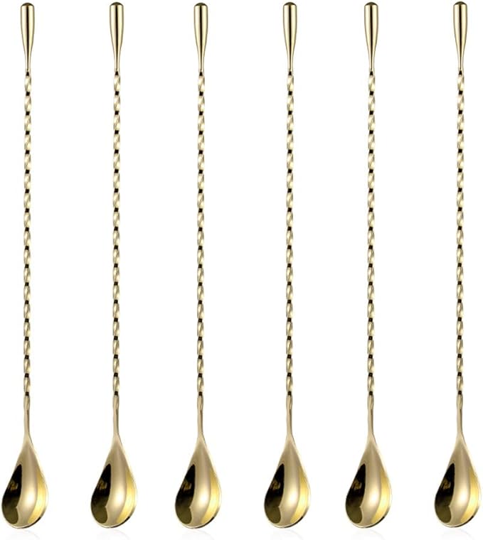 6 Pcs 12 Inch Bar Mixing Spoon Cocktail Spoon Stainless Steel Bar Long Spoon by SZLFSX
