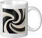 Minimalist Abstract Swirling Shapes Black Beige Ceramic Cup, Elegant Coffee Mug by Unknown