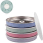 Elk and Friends Stainless Steel Divided Plates with Silicone Sleeve for Babies & Toddlers | Lids Included | Stay Put Suction | Dinner & Snack Plates | 4 Pack