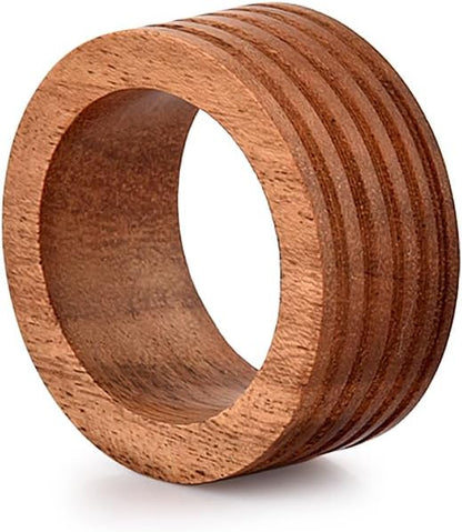 Napkin Ring Acacia Wood Set of 12, Wooden Napkin Rings Artisan Crafted in India - Image 4