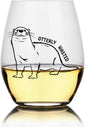 Perfectinsoy Otterly Wasted 15 oz Stemless Wine Glass, Transparent, Funny Otter by Perfectinsoy