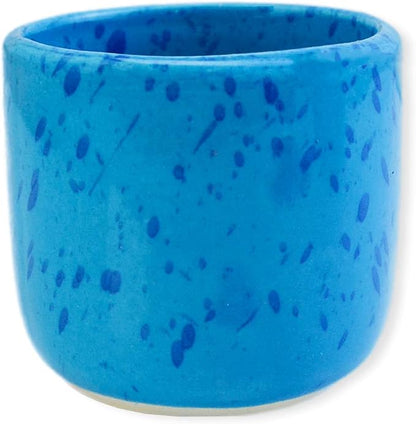 roro 8 oz Coral Blue Ceramic Sipper Cups – Set of 2 Artisan Speckled Stoneware - Image 3