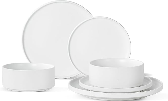 6 Piece Ceramic Plates and Bowls Sets by Shrynxal