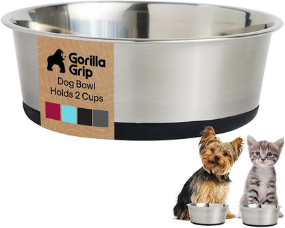 GORILLA GRIP Dog Bowl, Holds 2 Cups, Food Grade 304 Stainless Steel Food and by Unknown