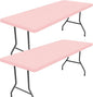 Spandex 6 Foot Rectangle Table Cloth 2 Pack, Elastic Fitted Tablecloths for Picnic, Stretch Washable Patio Table Cover for Outdoor, Camping, Banquet and Parties (Pink, 30"x72")