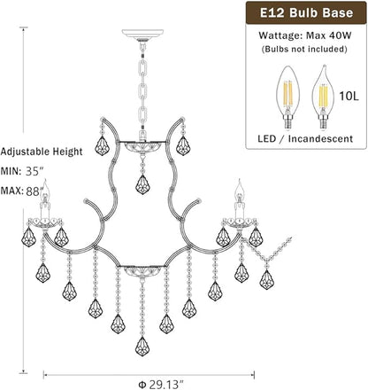 Modern Crystal Chandelier Light Fixtures - Luxury Maria Theresa Chrome Chandeliers for Dining Room, Kitchen Island, Living Room, Bedroom, 10 Lights