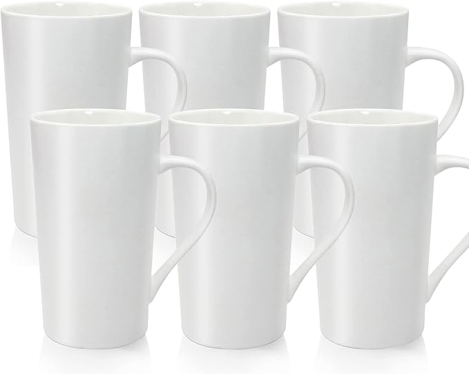 20 oz White Ceramic Coffee Mugs, Large Tall Coffee Mug by YINUOWEI
