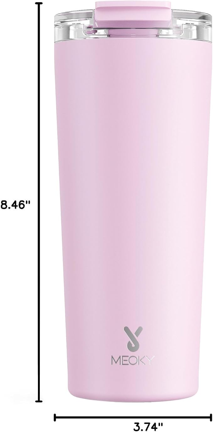 Meoky 24 oz Insulated Travel Coffee Mug: Leak Proof Lid, Blossom | Stainless - Image 3