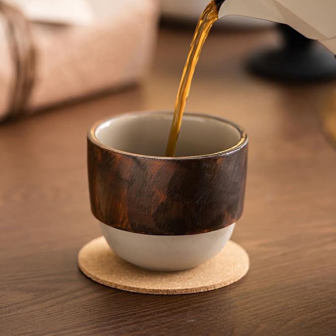7oz Ceramic Espresso Cup, Modern Handleless Pottery Coffee Mug by kaisadadi