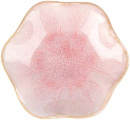 2PCS Lotus Leaf Shape Ring Holder Dish, Small Key Bowl, Ceramic Trinket Tray Jewelry Dish Organizing Necklace Earrings for Mom Friend Sister, All Jewelries Are NOT Included.Pink+Light Green.…