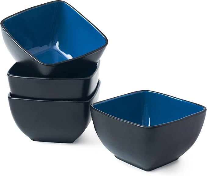 AmorArc 32oz Square Cereal Soup Bowls Set, Stoneware Bowls Set of 4 - Image 7