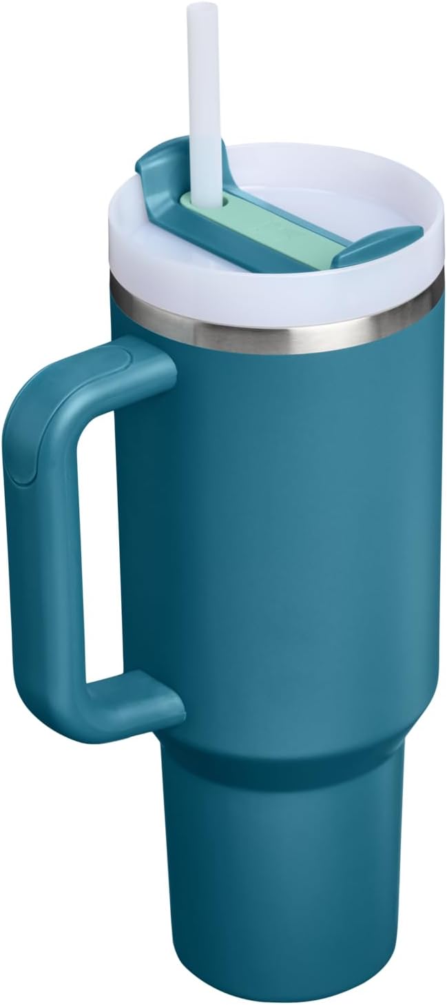 STANLEY Quencher H2.0 Flow State Tumbler, 40 oz, Coastal Teal | Handle and - Image 3