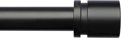 Curtain Rods for Windows 16 to 200 Inches Adjustable Length 1 Inch Diameter Window Curtain Rod with Aluminium Finials, Black