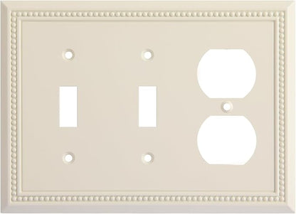 Henne Bery Sunken Pearls Heavy Duty Decorative Wall Plate Switch Plate Outlet Cover (Double Toggle/Single Duplex, Light Almond)