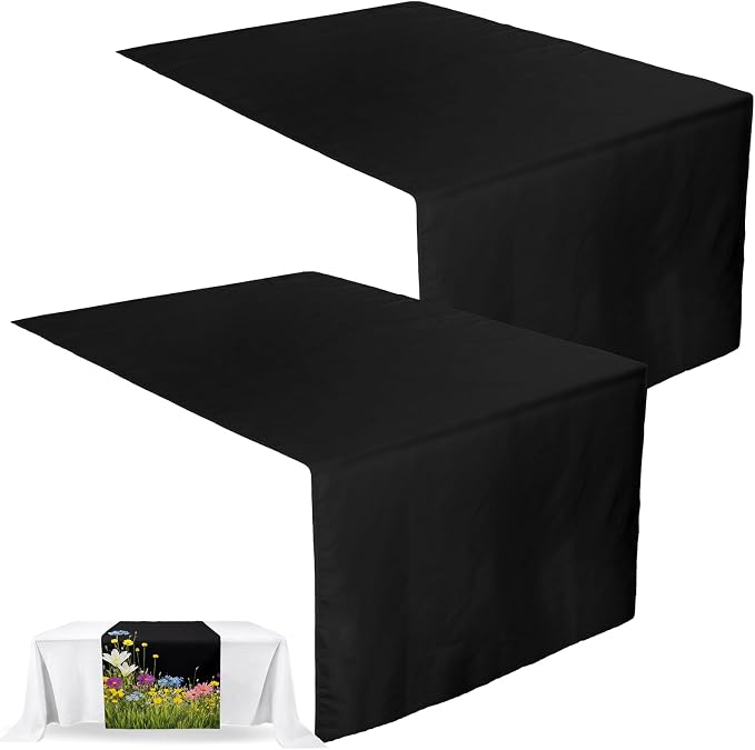 2 Pcs Black Sublimation Table Runners Blanks 24 x 72 Inch Polyester Table by Breling
