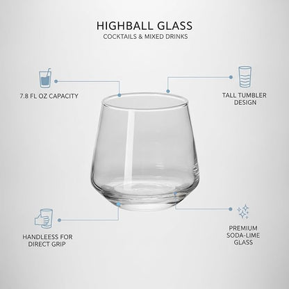 Handleless Highball Glass, 7.8 oz Tall Tumbler - Image 4