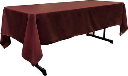 LA Linen Polyester Poplin Washable Rectangular Tablecloth, Stain and Wrinkle Resistant Table Cover 60x120, Fabric Table Cloth for Dinning, Kitchen, Party, Holiday 60 by 120-Inch, Burgundy