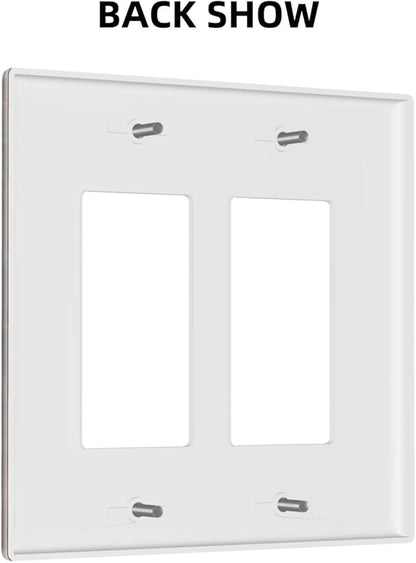 Outlet Covers Brown Red Rustic Wood Grain Retro Farmhouse 2 Gang Light Switch Cover Double Rocker Wall Plate Decorative GFCI Receptacle Electrical Switchplate for Farmhouse Cabin Decor（2 Pack）