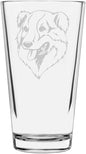 Old Time Farm Shepherd Custom Personalized Dog Themed Etched All Purpose 16oz Pint Glass