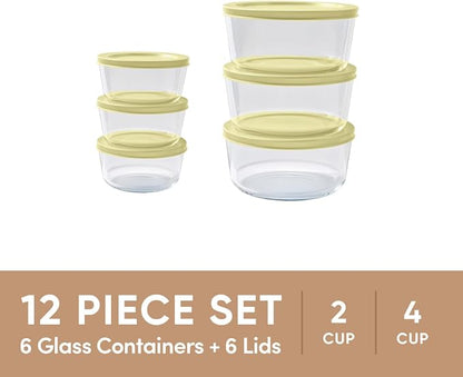 12-Piece Glass Food Storage Containers Set | 2-Cup & 4-Cup, Leakproof | - Image 3