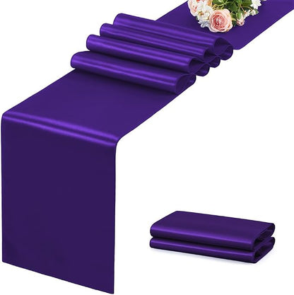Purple Satin Table Runner, 12x108 Inches, 2 Pack | Premium Satin, Smooth by VCUSUELER