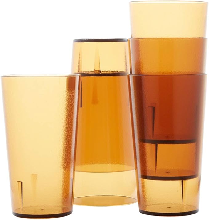 Restaurant Grade, BPA-Free 12oz Amber Plastic Cups 6pk. Super Durable, Break by FoodRestaurantSupplies