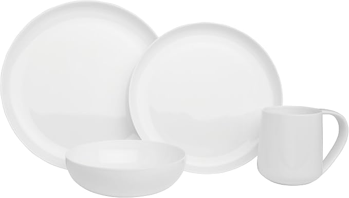 Everyday White by Fitz and Floyd Nevaeh Coupe 16 Piece Dinnerware Set, Service - Image 2