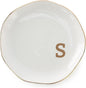 Initials Ring Dish Jewery Tray with Personalized S-Monogrammed Gifts Wedding Engagement for Women Friends Sister,Ceramic White
