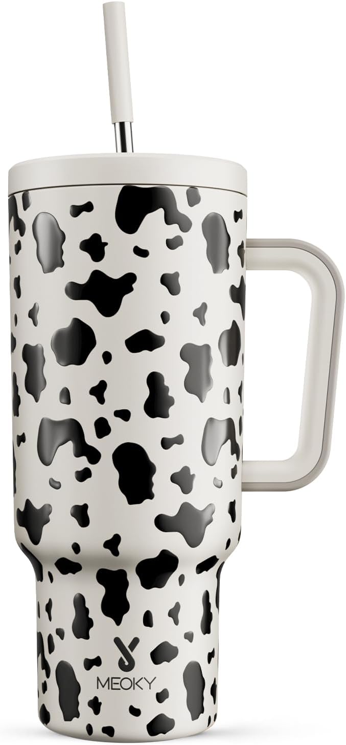 Meoky 40 oz Tumbler with Handle and Straw, Tumbler with Lid and Straw, by MEOKY