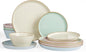 Famiware Saturn Dinnerware Sets, Plates and Bowls Sets for 4, 12 Pieces Stoneware Dish Set - Chip and Scratch Resistant, Microwave and Dishwasher Safe Tableware Set, Multi-color with Rim