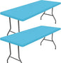 Spandex 6 Foot Rectangle Table Cloth 2 Pack, Elastic Fitted Tablecloths for Picnic, Stretch Washable Patio Table Cover for Outdoor, Camping, Banquet and Parties (Blue Mist, 30"x72")