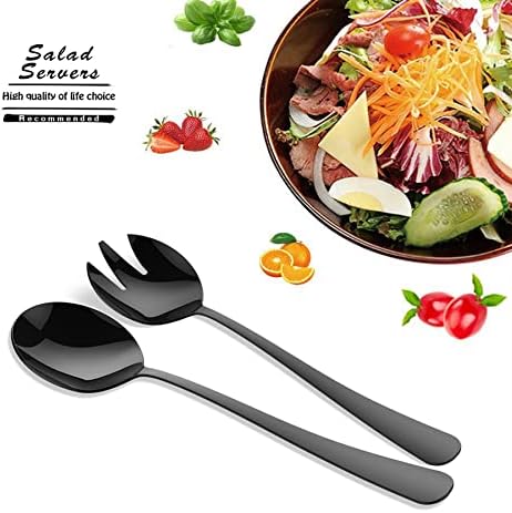 Salad Servers Salad Spoons and Fork Set Stainless Steel Serving Utensils - Image 3