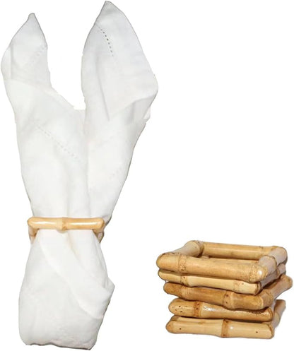 Bamboo Napkin Rings, Napkin Ring Set of 6, Handmade Natural Napkin Holder Ring by JUSTEMI