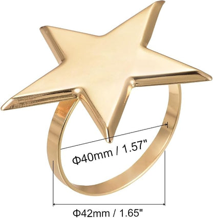 uxcell Metal Napkin Rings Set of 4, Star Napkin Ring Holder Buckle - Image 2