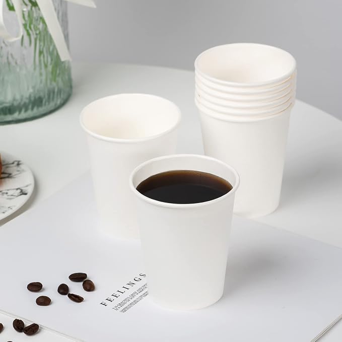 YEEHAW 8 oz 300 Pack White Disposable Paper Coffee Cups | - Image 3