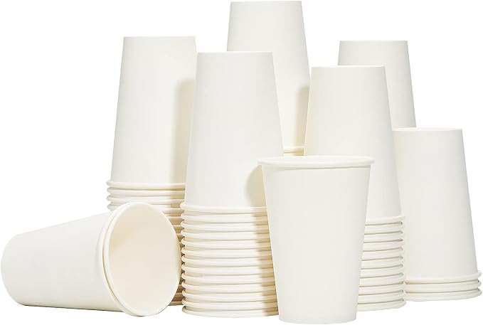 RACETOP Coffee Cups 12 oz, 100 Pack Disposable Paper Cups | Thickened Paper by RACETOP