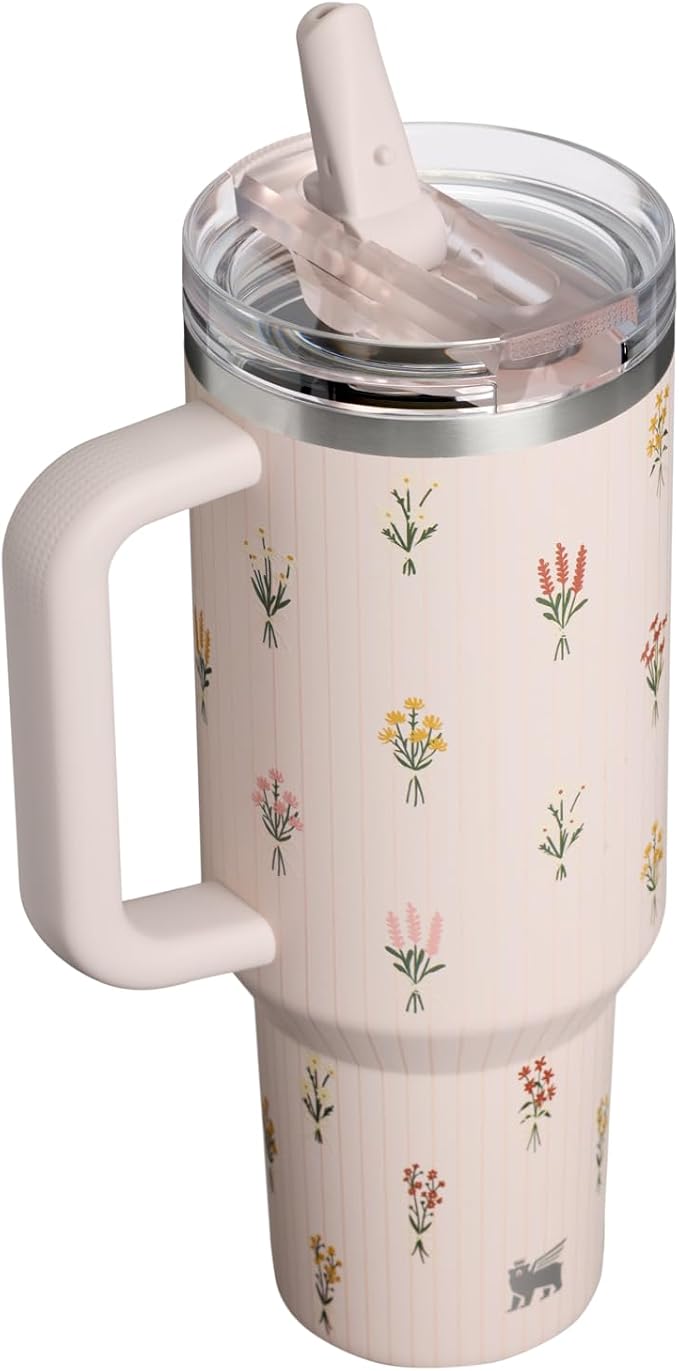 STANLEY Quencher ProTour Flipstraw Tumbler, 40 oz, Rose Quartz Bouquets | - Image 3
