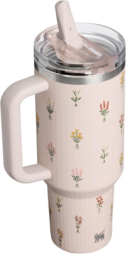 STANLEY Quencher ProTour Flipstraw Tumbler, 40 oz, Rose Quartz Bouquets | - Image 3